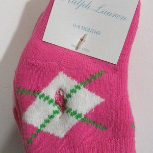 Polo Ralph Lauren Infant Baby Girls Socks Pink Multi 0-6 Months 3 Pack